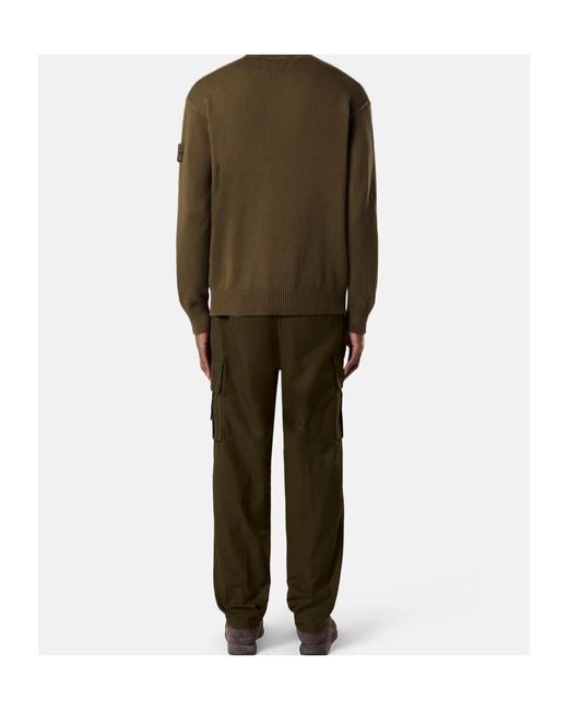 Stone Island Green Logo-Patch Crew-Neck Sweater for men