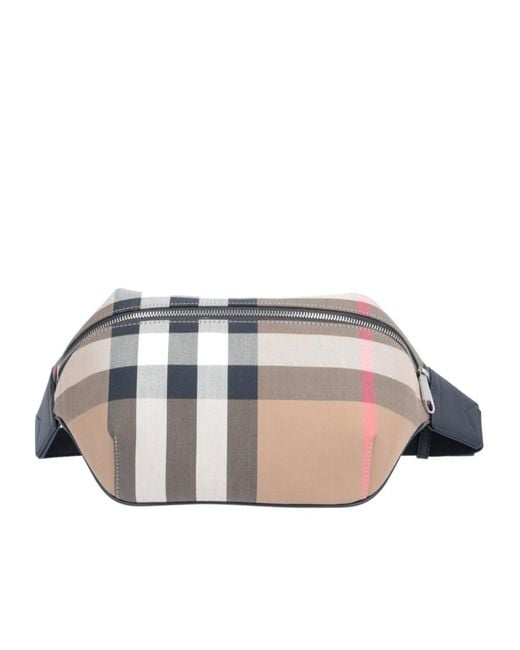 Burberry Gray Check Pattern Zipped Belt Bag for men