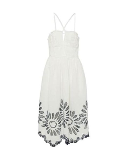Ulla Johnson White A Mid-Thigh Length Dress With A Thin Shoulder Strap
