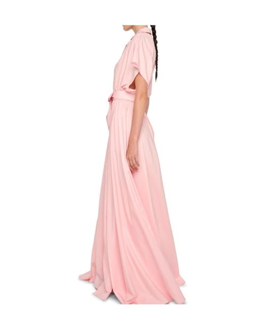 Norma Kamali Pink Super Os Sleeveless Bf Nk Shirt Flared Gown