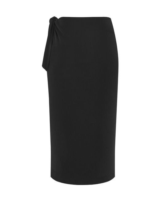 Saint Laurent Black Tied Pencil Skirt