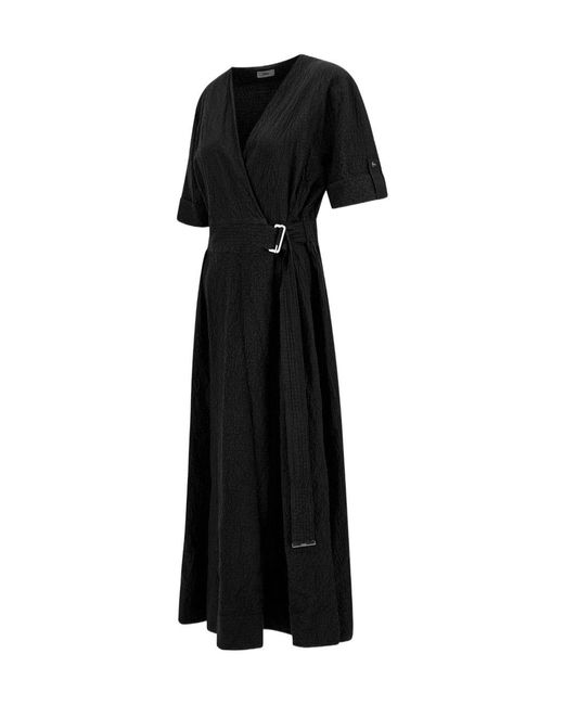 Herno Black V-Neck Midi Dress