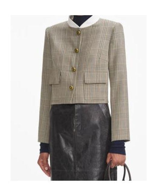 Self-Portrait Gray Check Wool Jacket