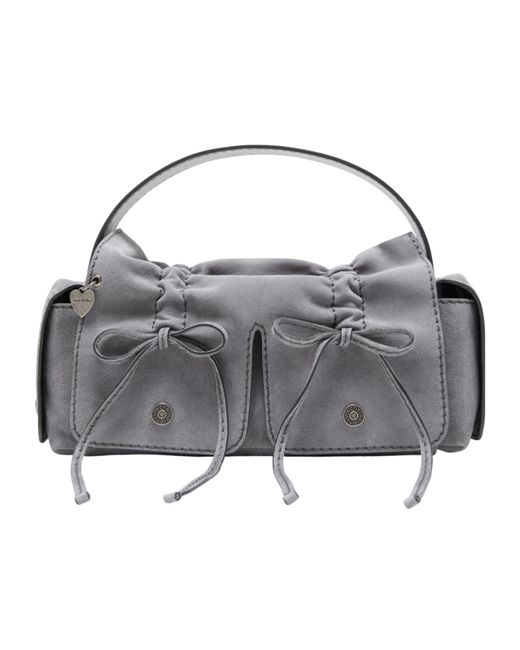 Acne Gray Multipocket Suede Shoulder Bag