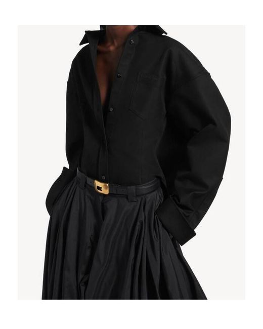 Balenciaga Black Cotton Elongated Hem Shirt