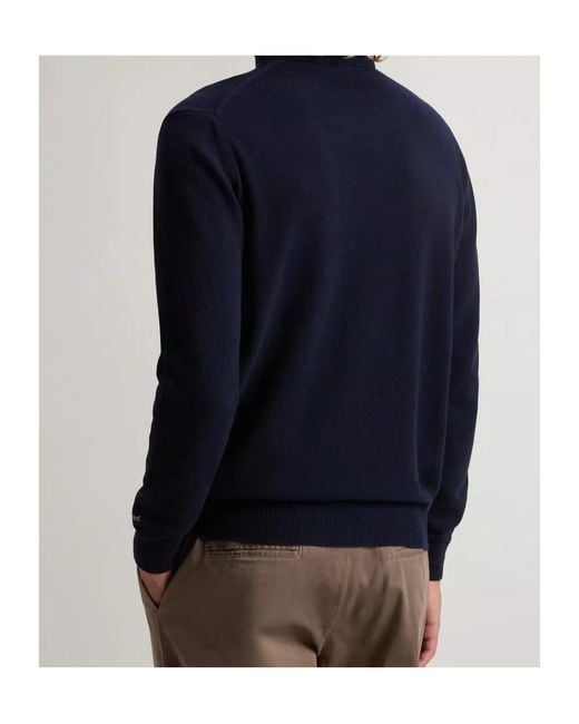 Woolrich Blue Lambswool Turtleneck Sweater for men
