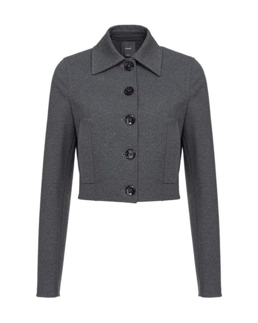 Pinko Gray Doccia Short Single-Breasted Stitched Jacket