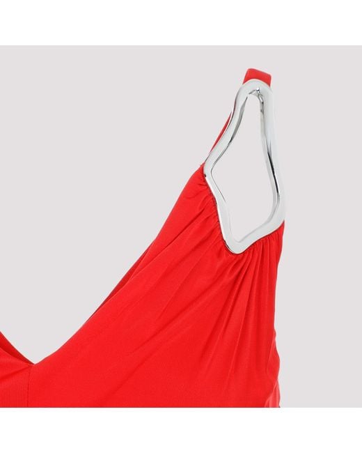 Lanvin Red Sleeveless A-Line Midi Dress
