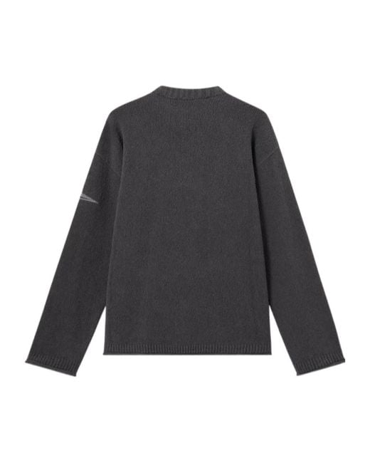 Stone Island Gray Loose-Fit Crewneck Jumper With Needle-Punched Star for men
