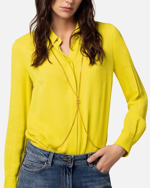 Elisabetta Franchi Yellow Body-Chain Detail Long-Sleeved Shirt