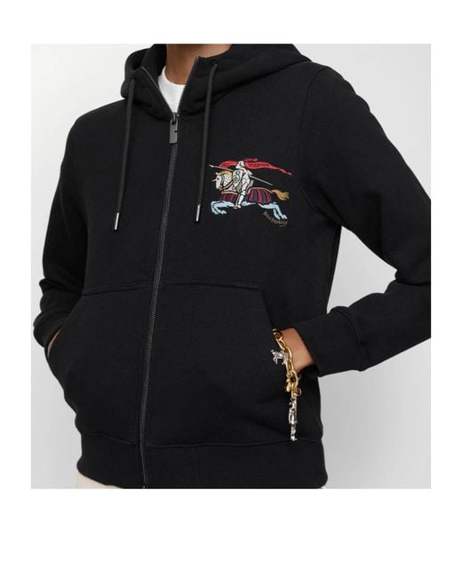 Burberry Black Equestrian-Knight Zip Hoodie