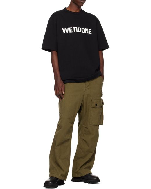 we11done Blue Logo-Print Cotton T-Shirt for men