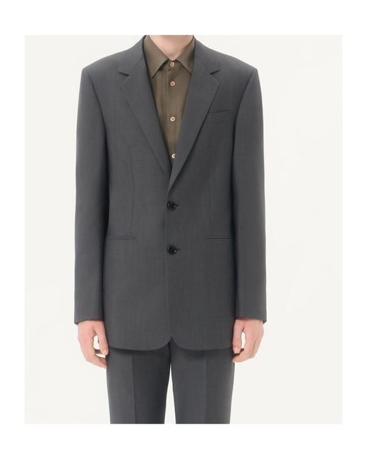Valentino Gray Single-Breasted Bowling-Collar Blazer for men