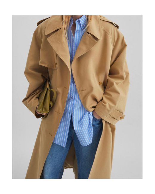 Frankie Shop Natural Buttoned Belted Coat