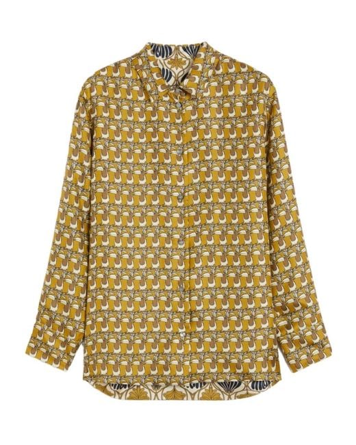 Max Mara Metallic Reversible Printed Silk Shirt