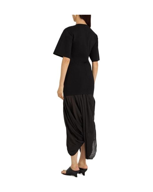 Totême  Black Layered Cocoon-Skirt Knit Midi Dress