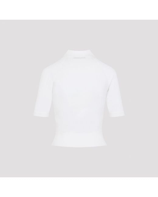 Givenchy White Ribbed-Knit Polo Shirt