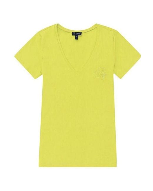 Armani Jeans Yellow V-Neck Short-Sleeved T-Shirt
