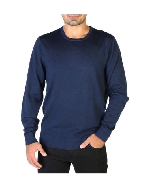 Calvin Klein Blue Logo Round Neck Woolen Sweater for men