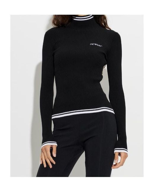 Off-White c/o Virgil Abloh Black Long-Sleeve High-Neck Knit Top