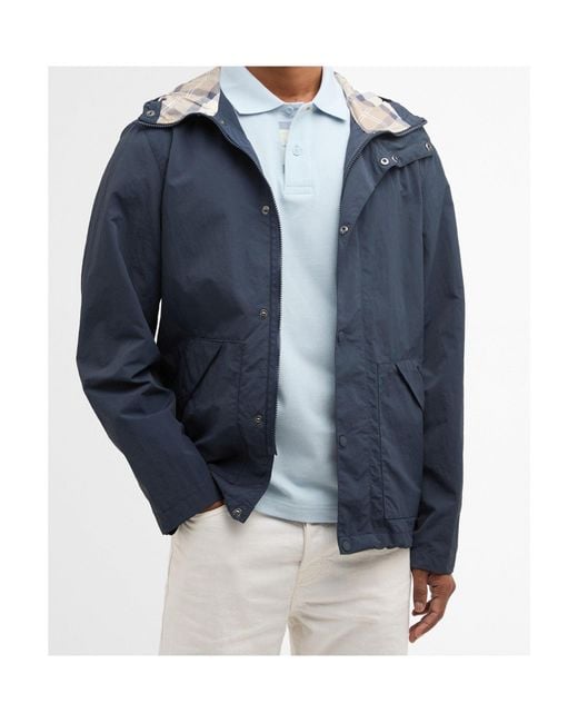 Barbour Blue Zippered Hooded Raincoat for men
