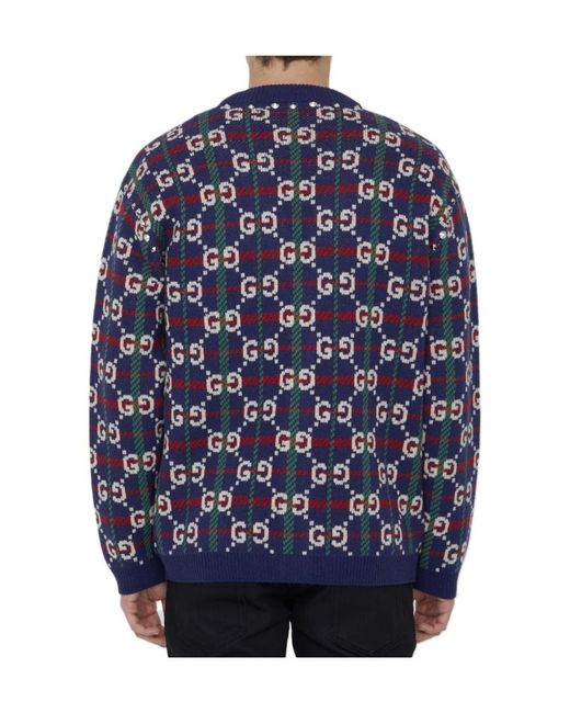 Gucci Blue Gg Supreme Buttoned Cardigan for men