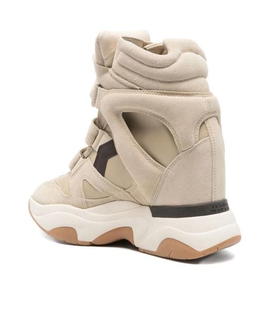 Isabel Marant Natural Wedge-Sole Strap Sneakers