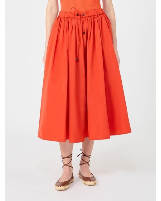 Max Mara Red Elastic Waist Midi Skirt