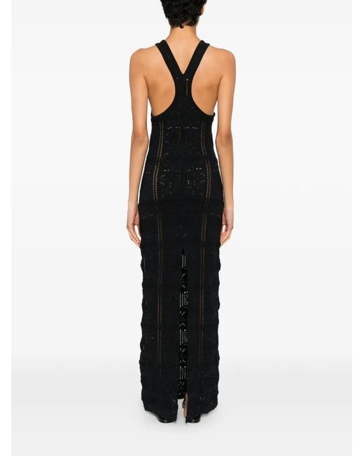 Nanushka Black Ainhoa Openwork Knitted Dress