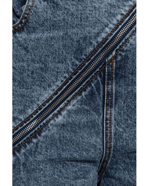 Alaïa Blue Alaïa Zip Detailed Spiral Jeans