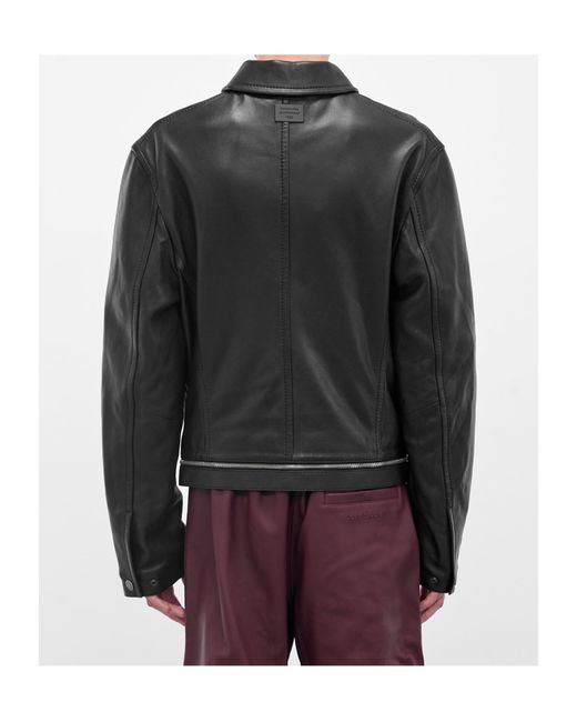 Acne Gray Long Sleeve Leather Jacket for men
