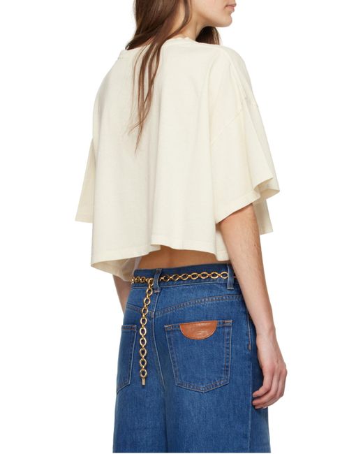 Chloé White Chloé Logo Detailed Oversized Cropped T-Shirt