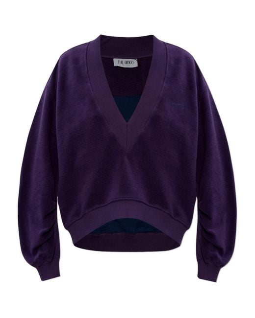 The Attico Blue The V-Neck Logo Detail Sweatshirt