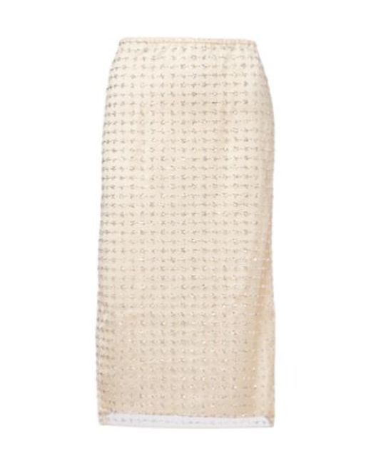 Staud Natural Ciara Beaded Sheer Tulle Midi Skirt