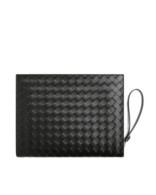 Bottega Veneta Black Intrecciato Zipped Document Case for men