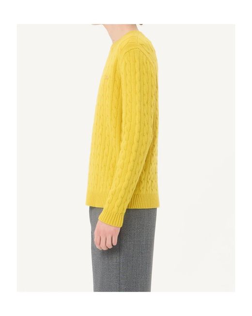 Valentino Yellow Vlogo Plaque Cable-Knit Jumper for men