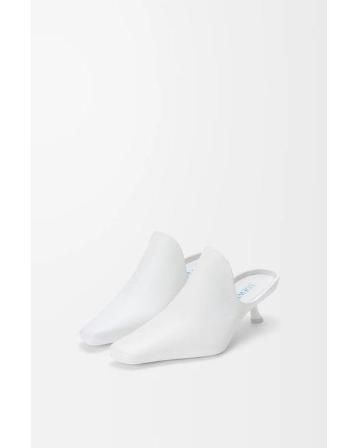 Loewe White Emily Square-Toe Kitten-Heel Mules