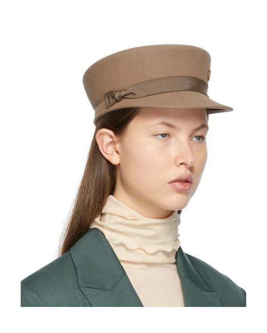 Maison Michel Green Logo Felt Beret