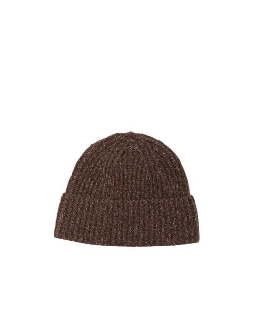 Lisa Yang Brown Ribbed Knit Hat
