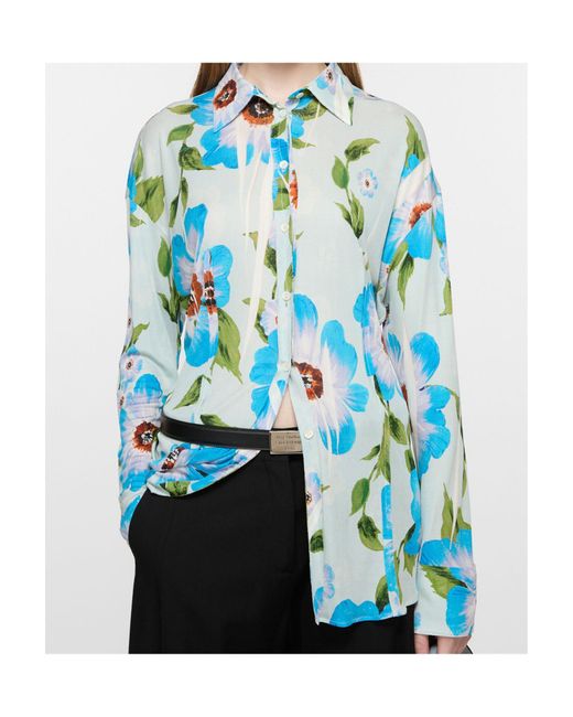Acne Blue Floral-Print Shirt