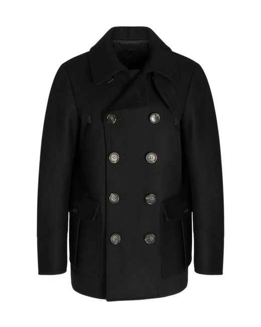 DSquared² Black Double-Breasted Pocket Coat for men