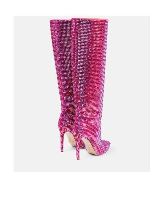 Paris Texas Pink Holly Embellished Knee-High Boots