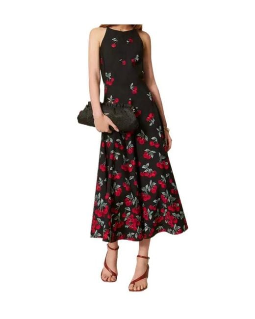 Twinset Cherry Print Flared Dress