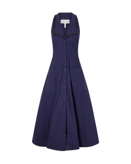 Saloni Blue Cotton Shirt Dress
