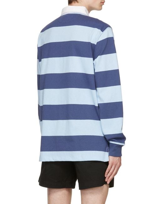 Polo Ralph Lauren Blue Striped Long-Sleeved Polo Shirt for men