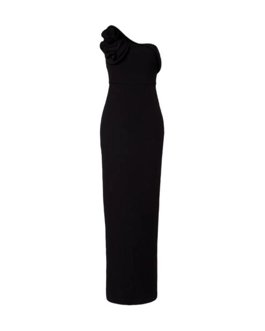 Roland Mouret Black Floral Corset Gown