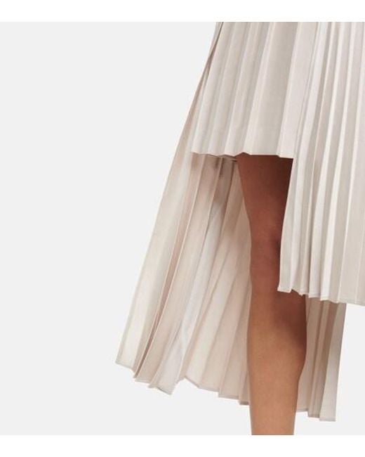 Peter Do White Pleated Asymmetric Midi Skirt