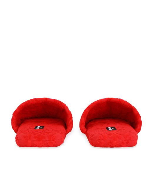 Dolce & Gabbana Red Round Toe Slippers