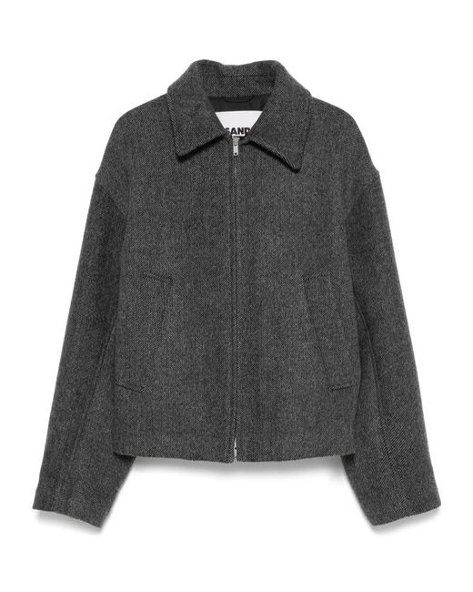 Jil Sander Gray Zip-Up Bomber Jacket for men