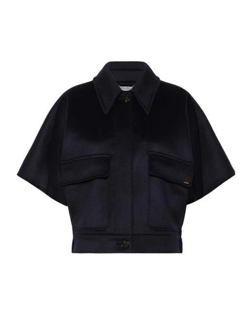 Max Mara Blue Draped Boxy Cape